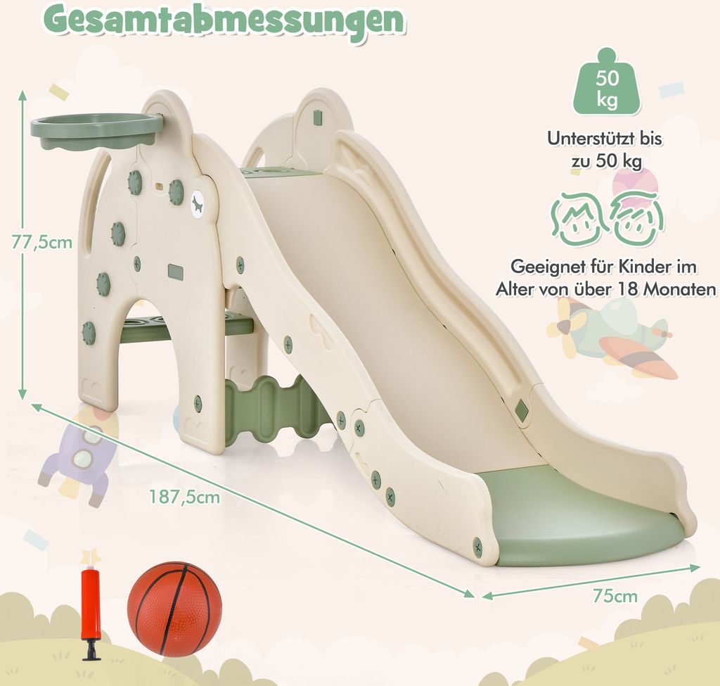 COSTWAY Rutsche Outdoor, 4 in 1 Kinder Rutsche & Tunnel & Produktbild 6
