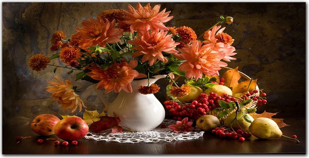 Coloray Küchenrückwand 140x70 Spritzschutz aus Glas - Malerei Blumen Früchte