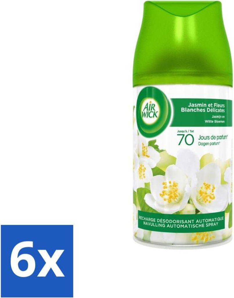 Air Wick Freshmatic – Lufterfrischer – Automatischer Spray-Nachfüller – Jasmin und weiße Blüten – 250 ml - Vorteilspack - 6 Stücke