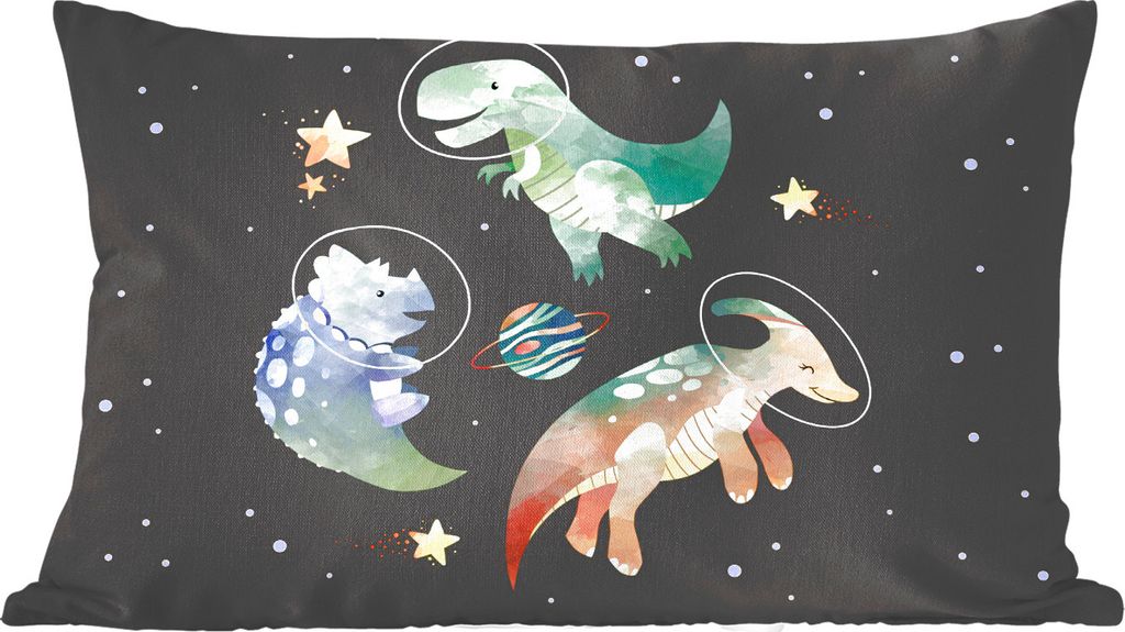MuchoWow Zierkissen Sofakissen Wohnzimmer Dekokissen 60x40 cm Sterne - Dinosaurier - Kind - Mädchen - Jungen - Kinder - Kinder - Kopfkissen - Po...