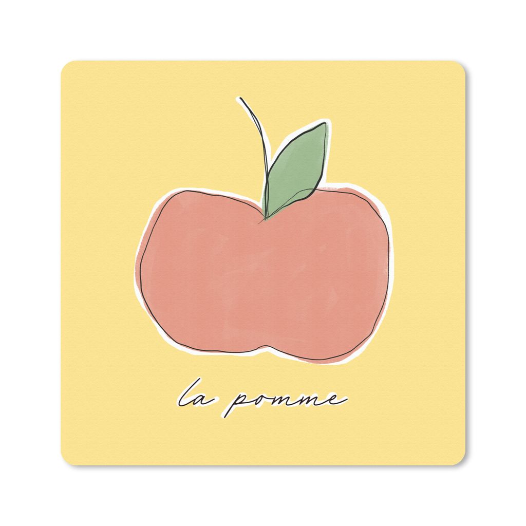 MuchoWow Mauspad Mousepad Apfel - Obst - Text 20x20 cm - Mousepads - Maus Mat - Pad - Mausunterlage - Desk Mat - Bureauartikeln
