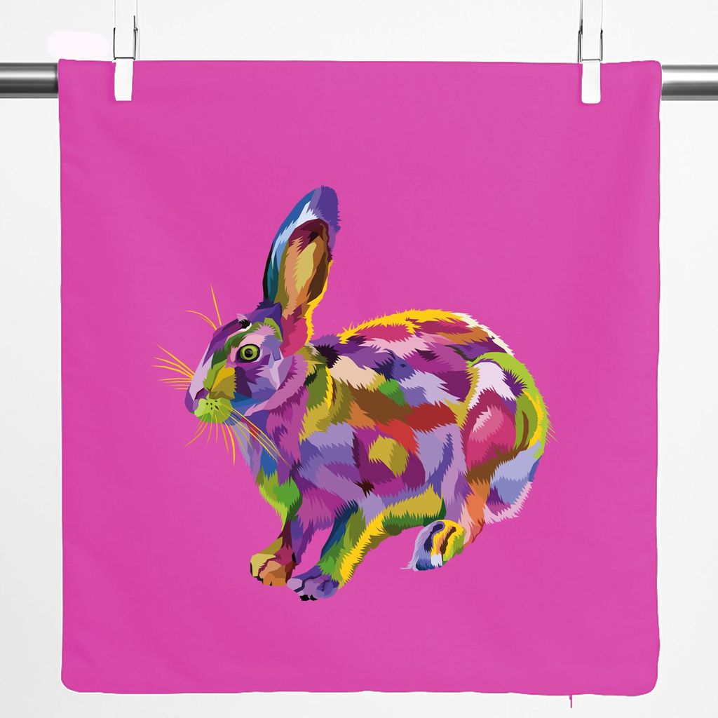 Huuraa Kissenbezug Hase Colorful 40x40cm Fuchsia Baumwolle Dekokissenbezug Geschenkidee