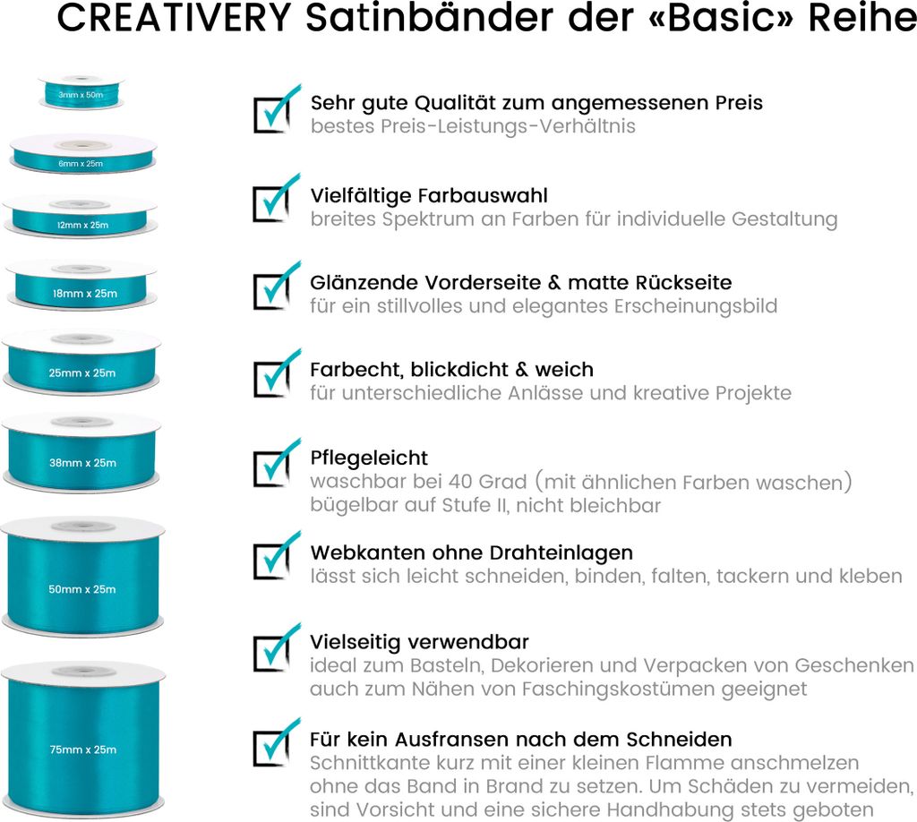 Satinband 50mm x 25m Rolle Sand Beige