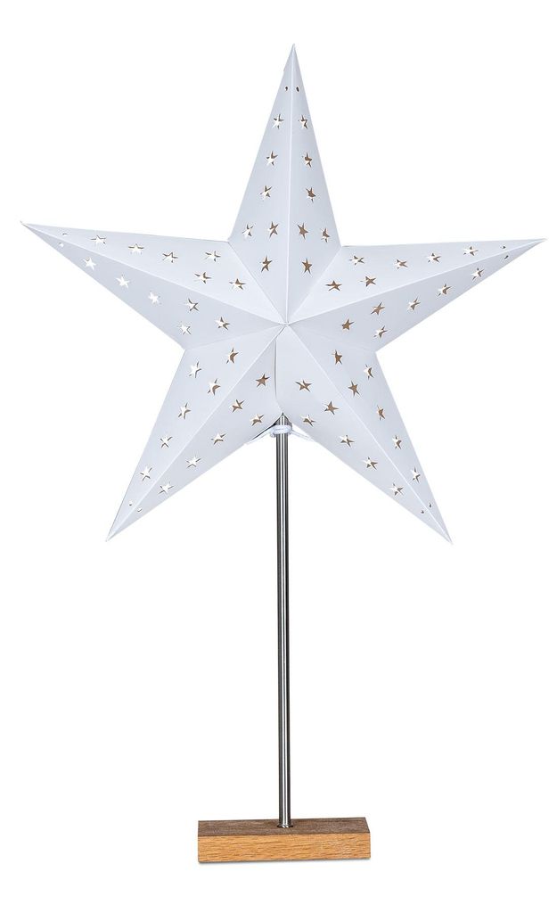 LED Stern Weiß H60cm mit Standfuß Weihnachten Leuchtstern Tischdeko Weihnachtsdeko