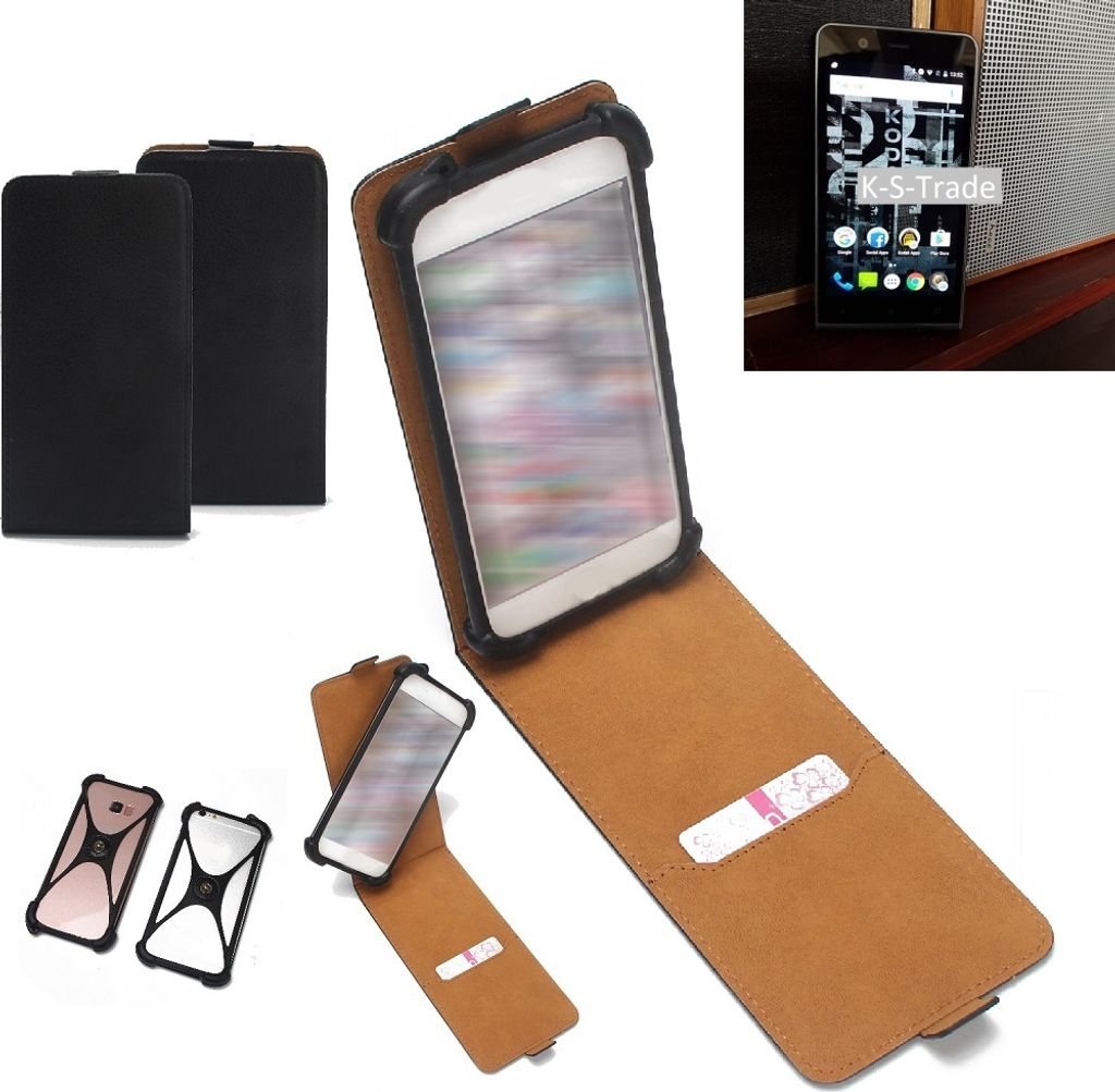 K-S-Trade Handyhülle Schutzhülle kompatibel mit Kodak Ektra Case Cover Flip Style Bumper schwarz 1x