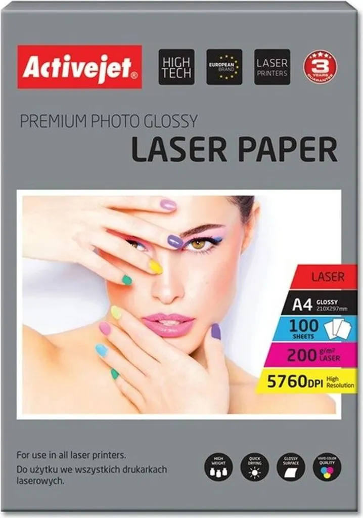 Activejet AP4-200G100L Carta Glossy Laser A4 200g/m² Professional