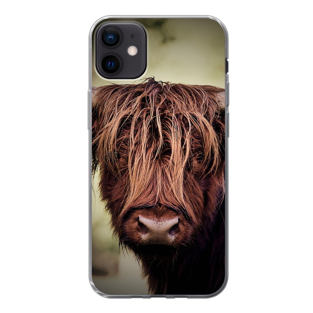 MuchoWow Handyhülle Schutzhülle Hülle für iPhone 12 mini Schottischer Hochländer - Licht - Porträt - Natur Silikon Softcase Handy Hülle - ...