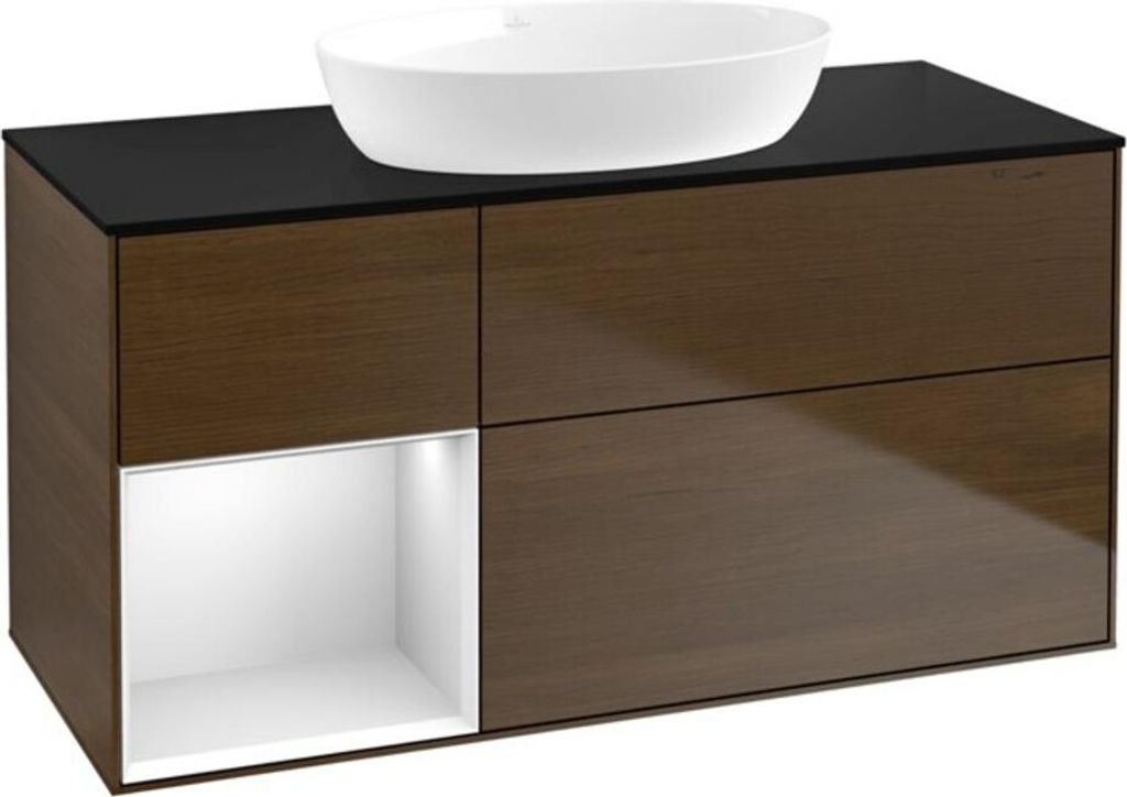V&B Waschtischunterschrank Wandbeleuchtung Finion 120cm, Pl bla m, Reg wh. m Lac, wal ven