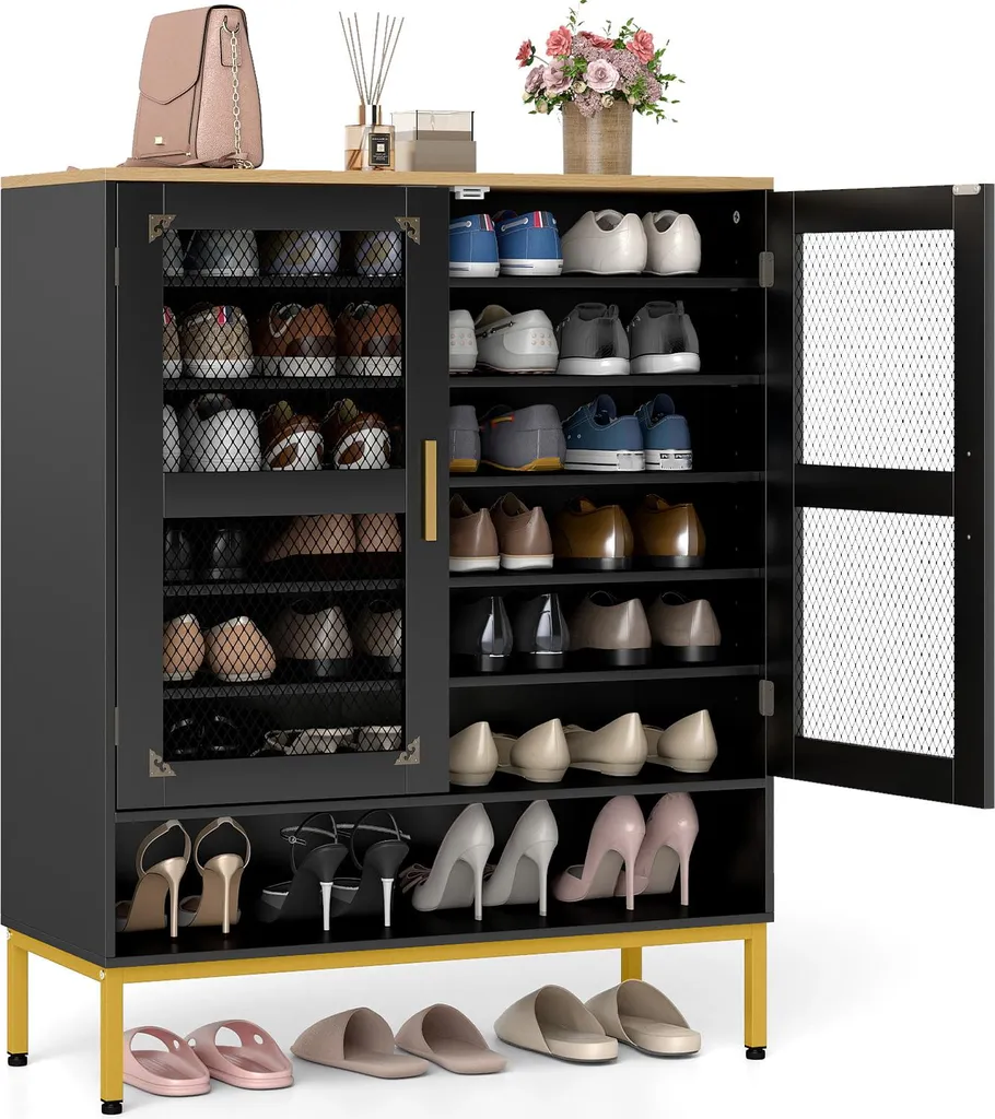 Mobile Scarpiera Verticale Costway: 7 Livelli Salvaspazio Legno e Metallo