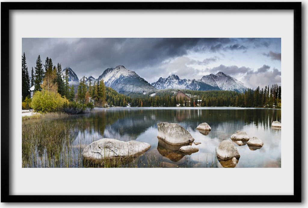 Bild 60x40 MDF-Rahmen Wandkunst See Berge Waldlandschaft