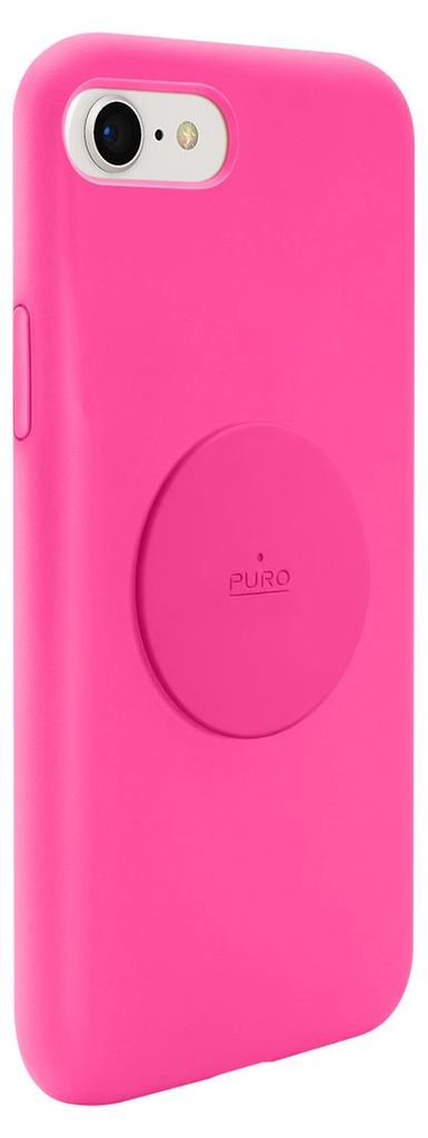 PURO, iPhone 6/7/8/SE (2022) Icon Serie Silikonhülle mit Metallplatte, Fuchsienrot