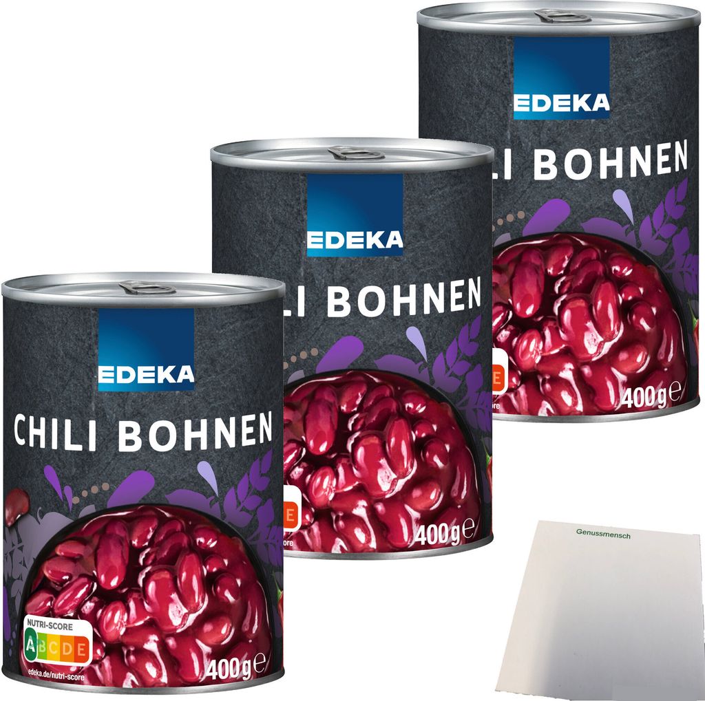 Edeka Chili-Bohnen in feurig-mexikanischer Sauce 3er Pack (3x400g Dose) + usy Block