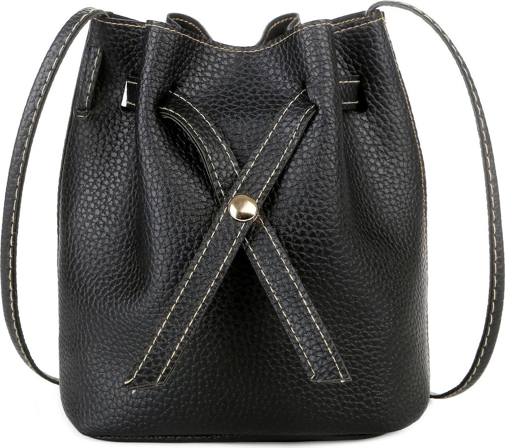 Umhängetasche mit Kordelzug und Schnalle, hohe Kapazität, Lychee-Muster, Damen-Eimer, Geldbörsen, Handtasche, Mode-Accessoires