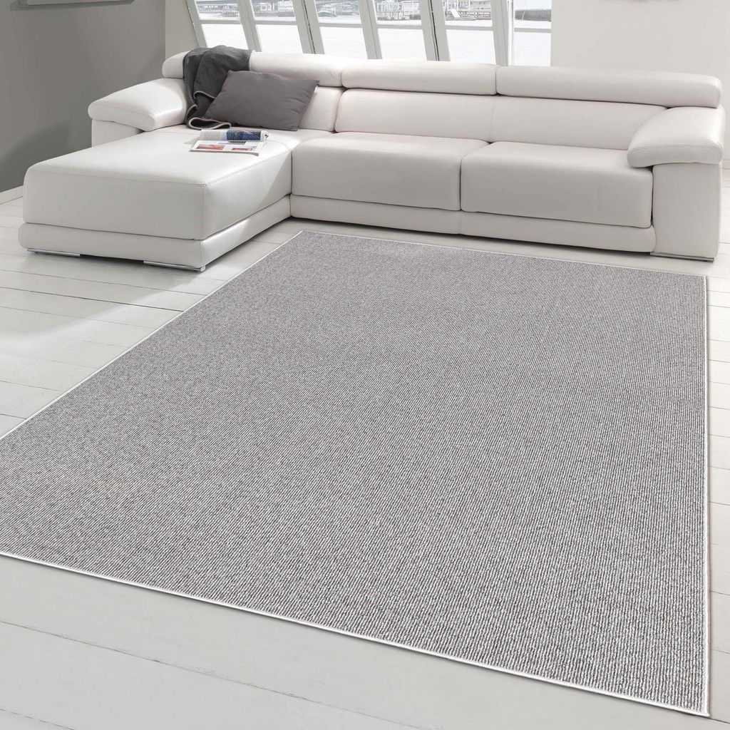 Tapis tissé plat au design simple et monochrome gris Taille Image du produit 