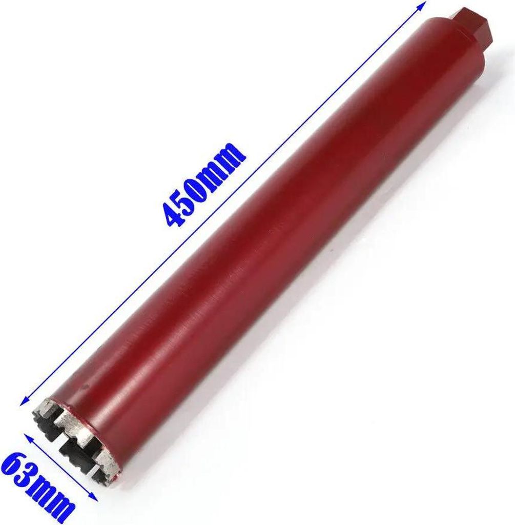 Diamant-Kernbohrkrone, Trocken/Nass, für Beton/Ziegel, 63 mm, Schwerlast, rot