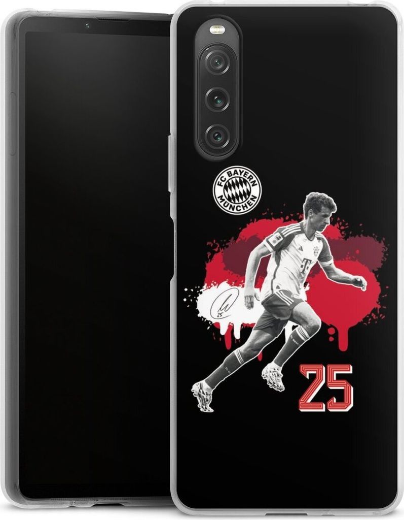 DeinDesign Handyhülle für Sony Xperia 10 V Silikon Hülle Case Smartphone Schutzhülle FC Bayern München Offizielles Lizenzprodukt Thomas Müller
