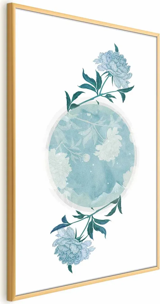 Poster pianeta dei fiori 40x60 cm con cornice dorata senza bordo