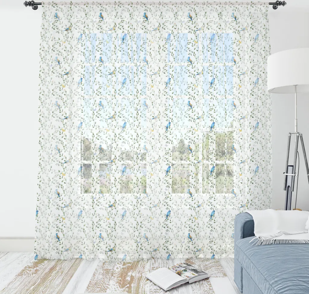Tapisserie chambre et salon oiseaux et papillons pour ambiance zen vert
