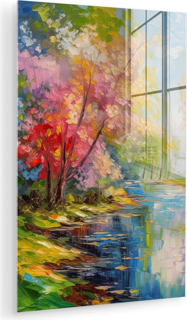 MuchoWow Glasbilder - Bilder auf Wandbild - Foto auf Glas Ölfarbe - Landschaft - Natur - Farbenfroh 60x90 cm Wanddekoration aus Glas - Acrylglasbi...