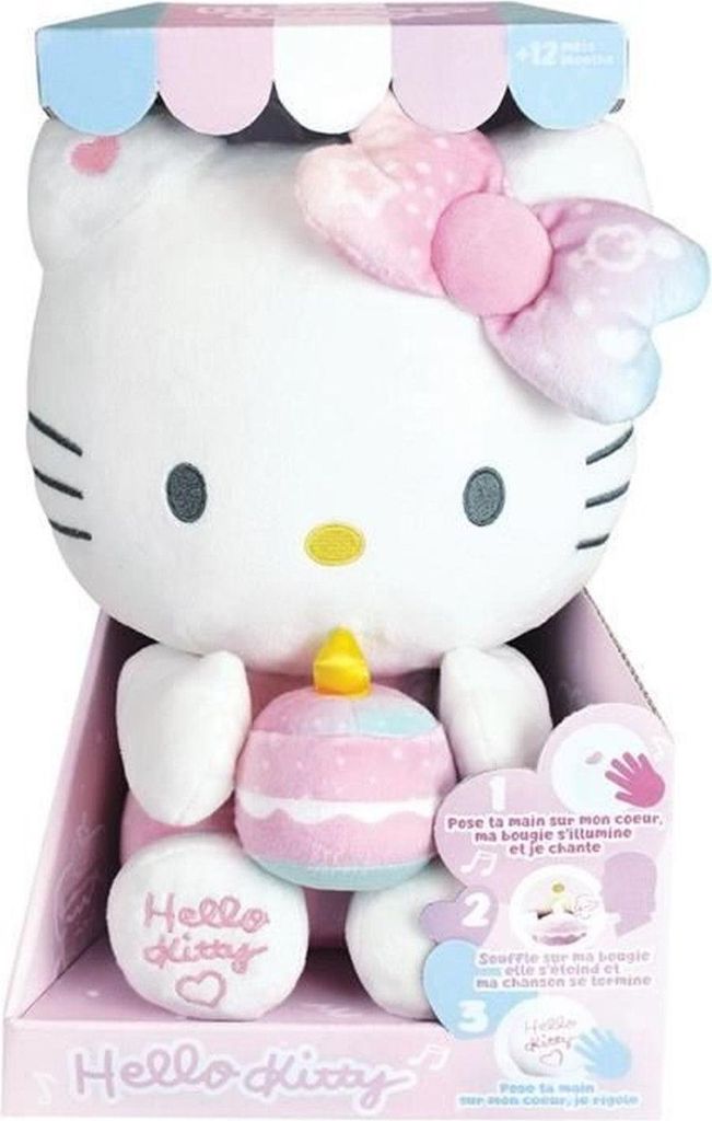 Hello Kitty Interaktives Plüschtier Geburtstagslied Kerze und Lachen - Höhe 26 c