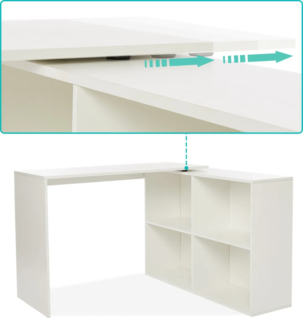 Bureau d'ordinateur en L Table de Travail avec 4 Tablettes Latérales - 8