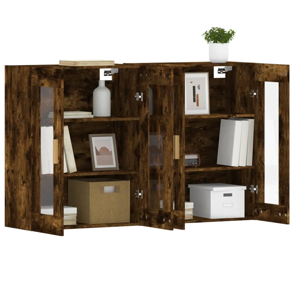 Rangement Mural Salon 2 pcs Chêne Fumé Gain de Place Bois d'Ingénierie