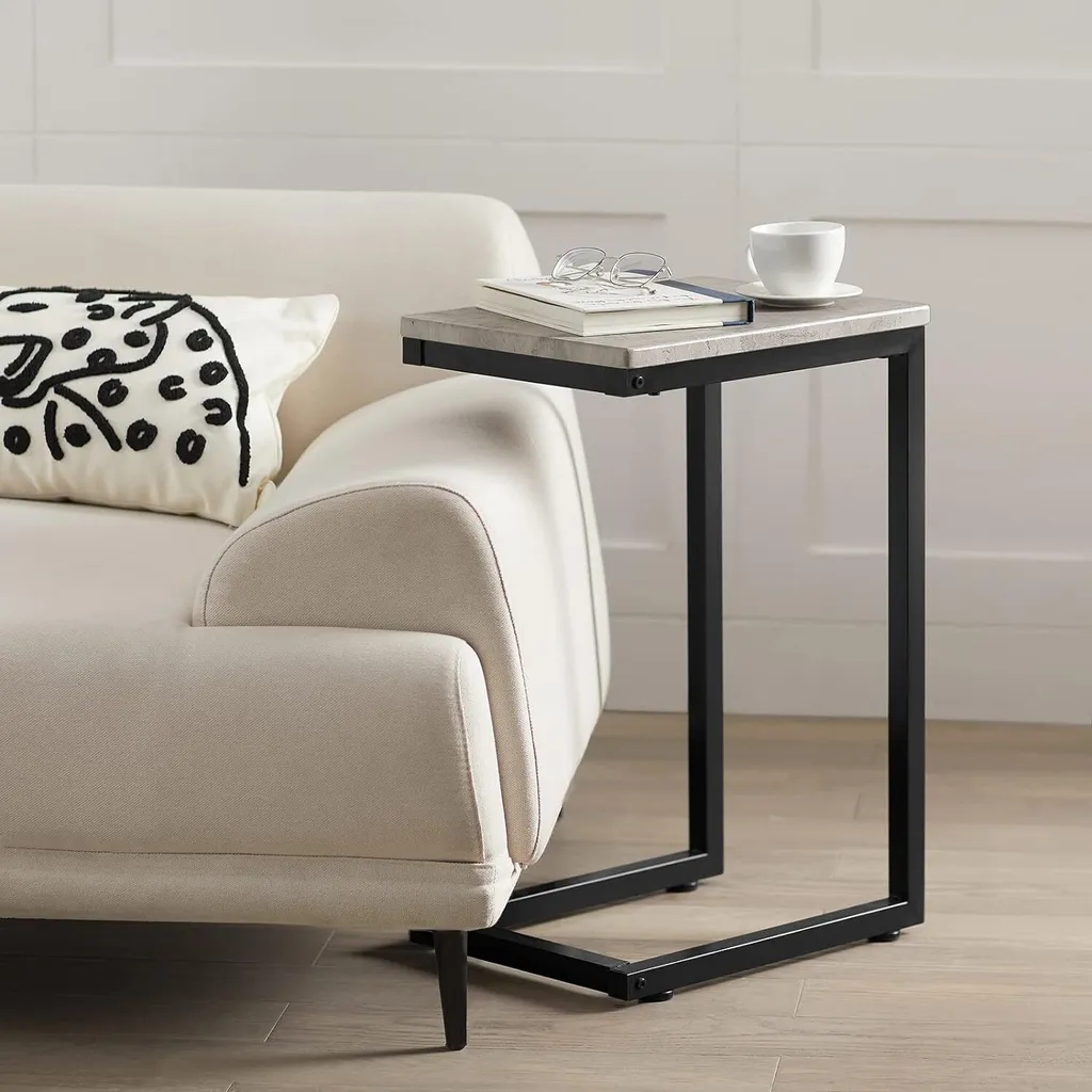 Table pour Ordinateur Portable Grise en Métal - Support Stable MDF