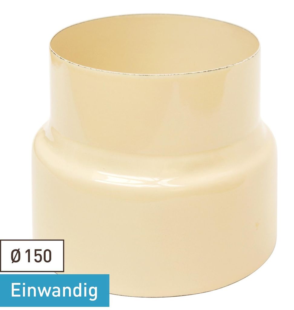 Raik Rauchrohr / Ofenrohr Emaille Reduzierung 150mm - 120mm Elfenbein