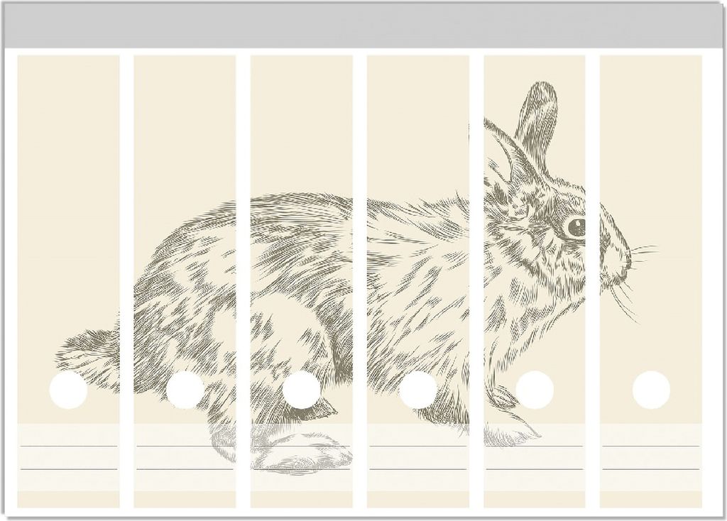 Wallario Ordnerrücken Sticker, selbstklebend für breite Ordner, 6 Stück, Motiv Hase als illustrierte Bleistiftzeichnung