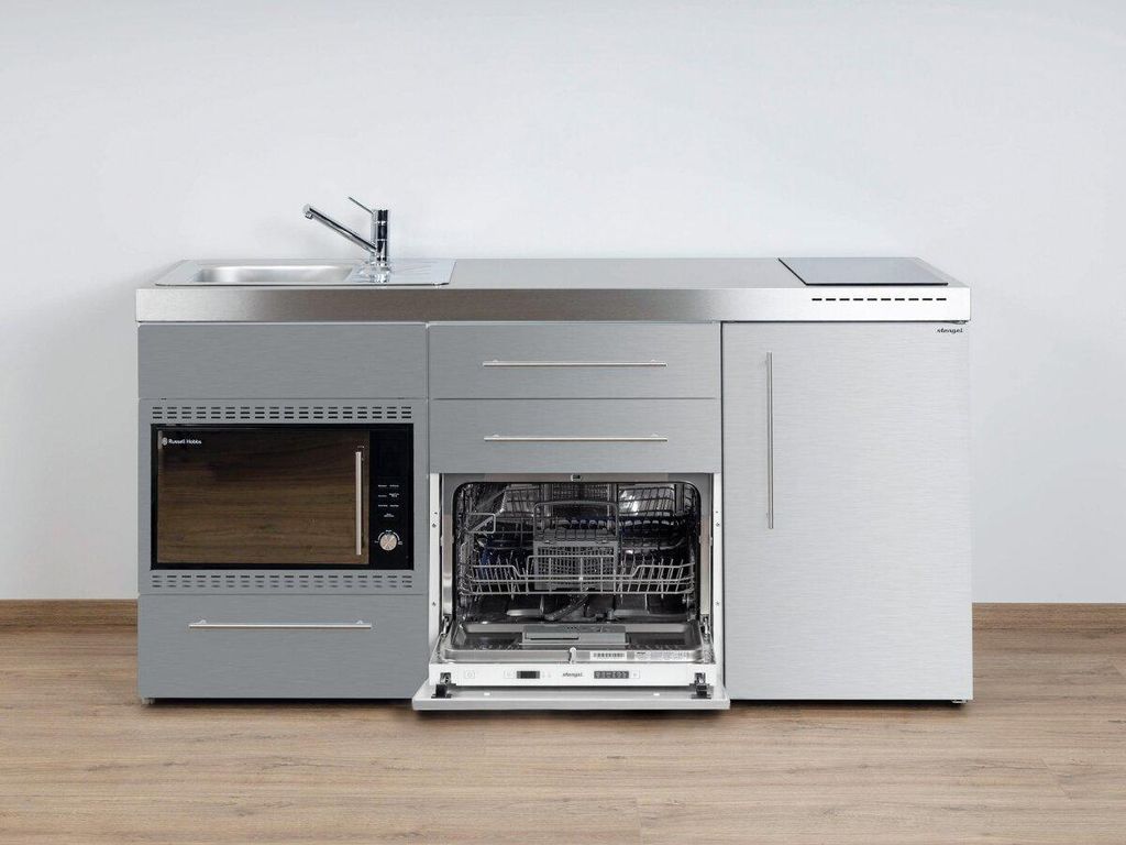 Stengel Miniküche MPGSMOS 170 KGMI Edelstahl mit Kühlschrank, Geschirrspüler