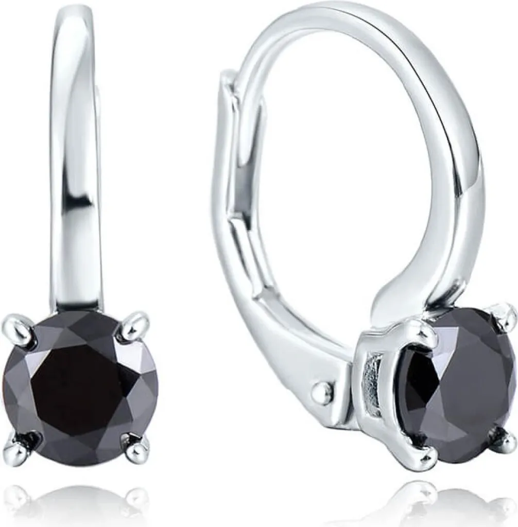 Boucles d'oreilles argent zircons noirs AGUC2255 - Bijoux Géométriques