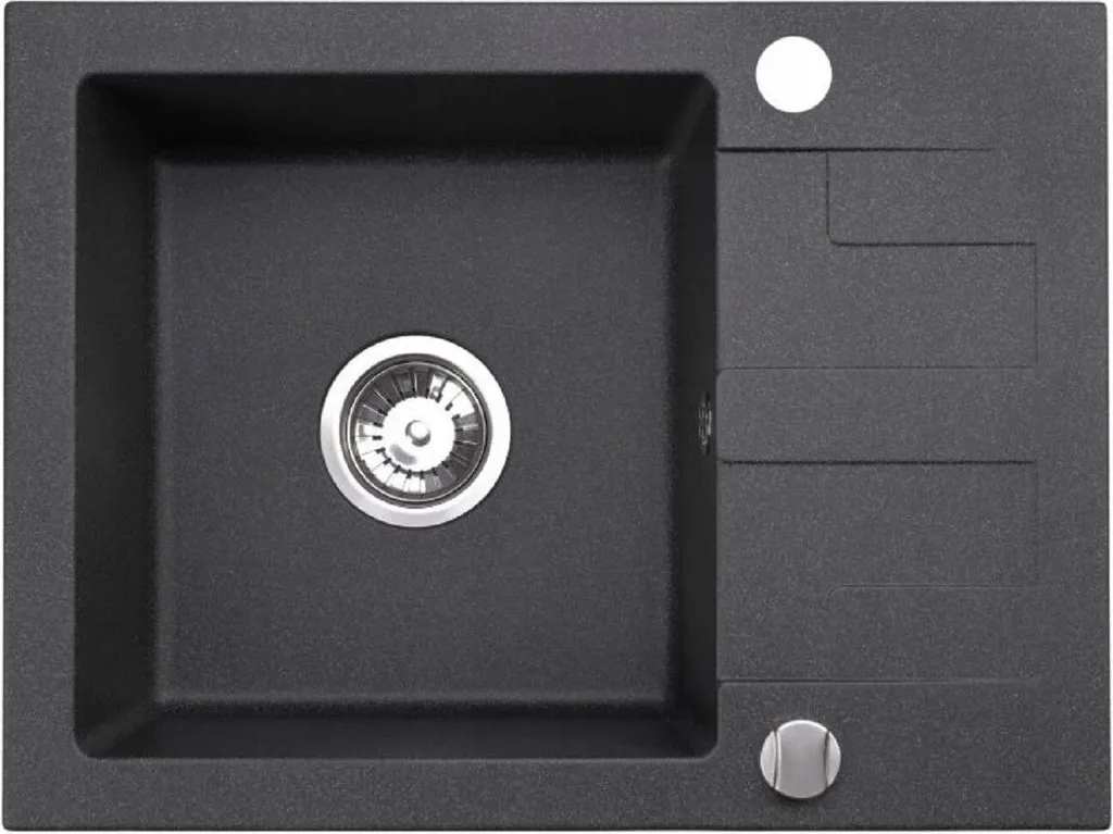 Lavello QLS 59x44 cm con sgocciolatoio Siphon reversibile - Neli Black 11190