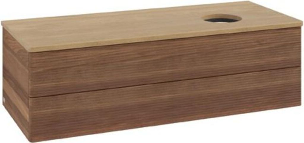 V&B Waschtischunterschrank mit Frontstruktur Antao 120x36x50cm, WBP-farbe hon. Oa, w. wal