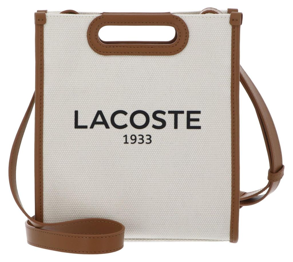 LACOSTE Handtasche Umhängetasche Heritage Canvas Tote Bag Natural Tan beige