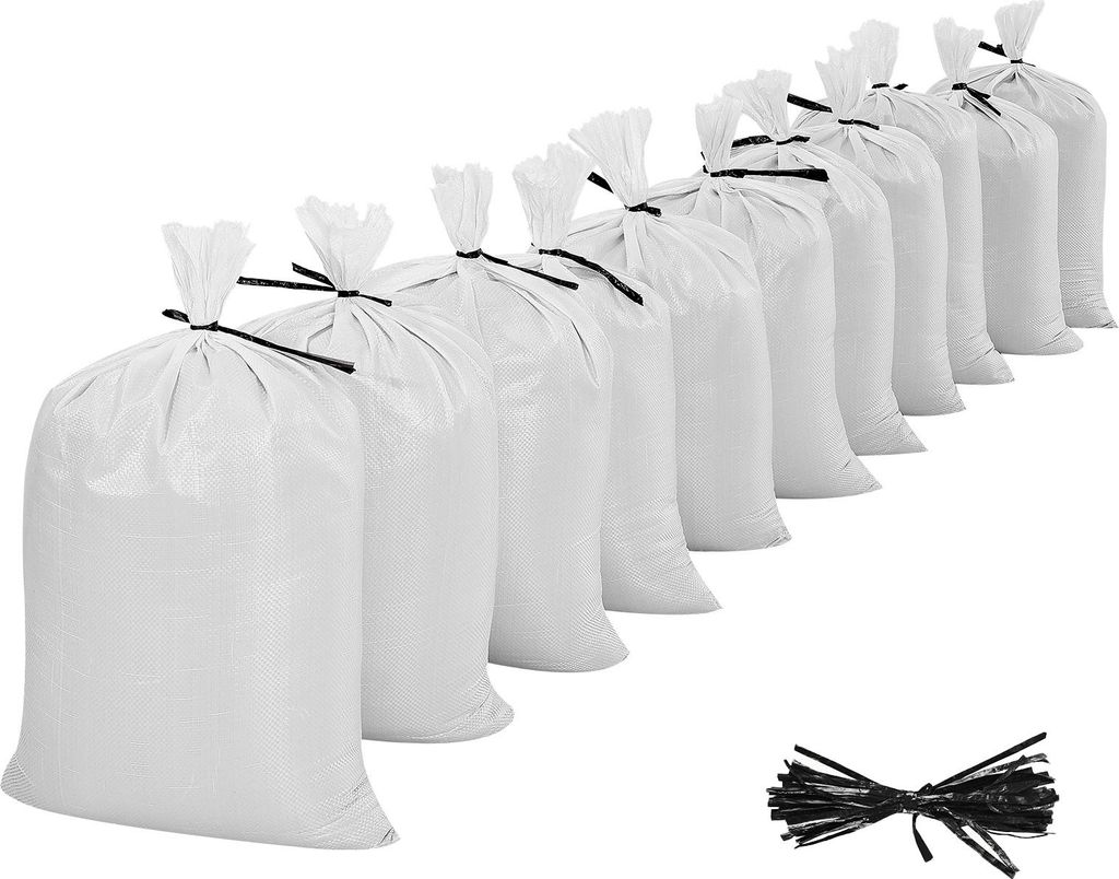 SucceBuy Gewerbesäcke, 1000er-Pack, 400x660 mm, Sandsäcke mit Bändern, Polypropylen Getreidesäcke, Laubsäcke mit 22,6 kg Tragkraft, reißfeste...