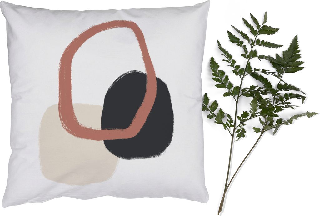 MuchoWow Zierkissen Sofakissen Wohnzimmer Dekokissen 40x40 cm Pastell - Minimalismus - Geometrische Formen - Foto Kissen - Schlafzimmer Dekoration