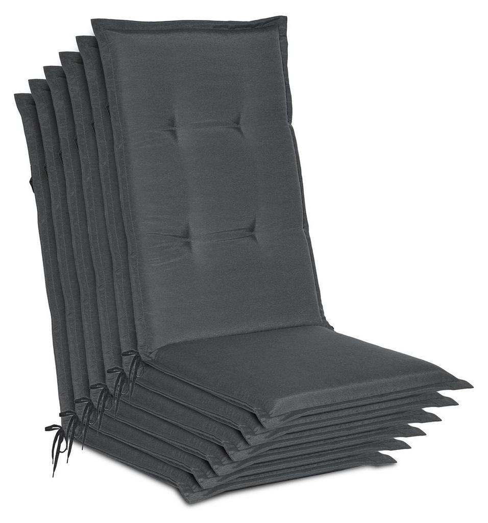 Beautissu 6er Set Gartenstuhlauflage Loft HL Graphitgrau, Produktbild 