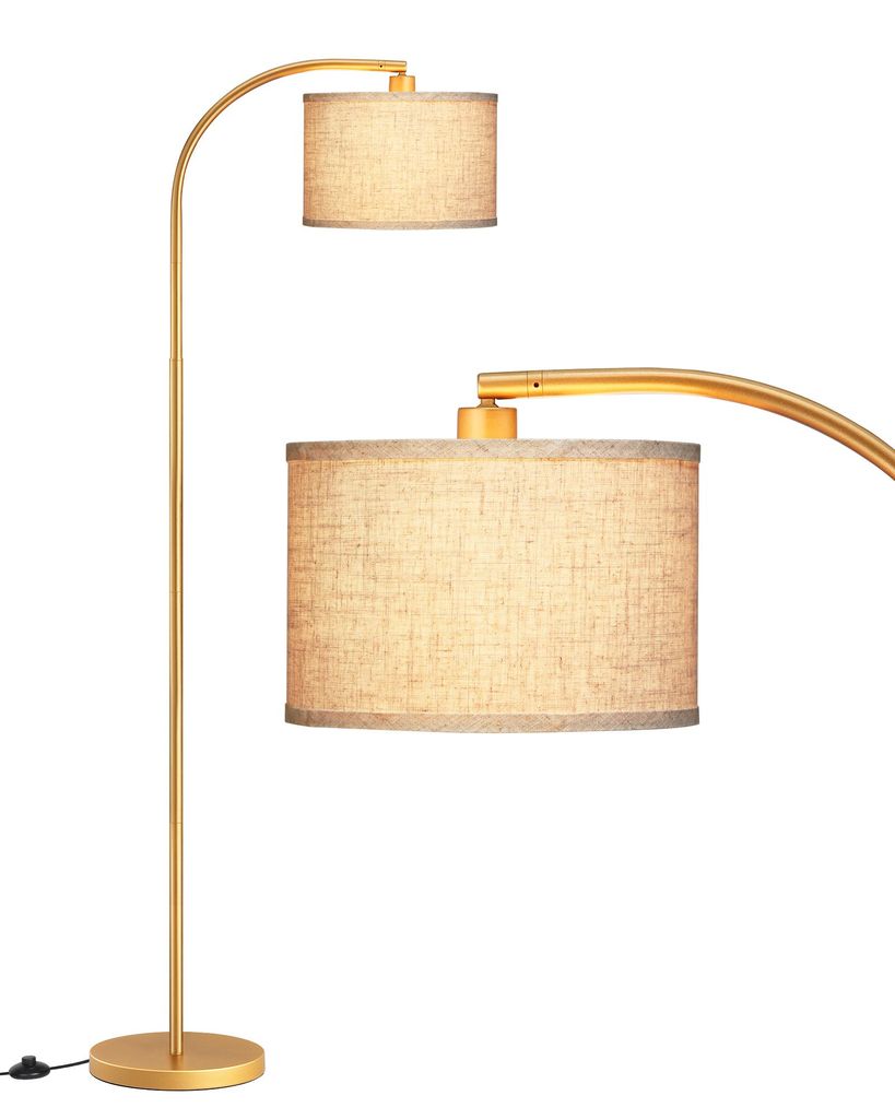 EDISHINE Stehlampe Wohnzimmer, Bogenlampe Verstellem, Leselampe mit Glühbirne,161cm Gold