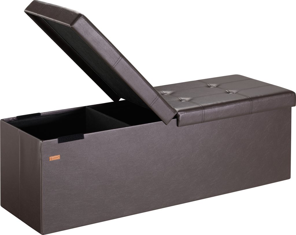 CASARIA Sitzbank mit Stauraum, Braun – Faltbar, 115 x 40 x 40 cm, 130L Volumen, bis 300 kg belastbar, gepolstert, Leinen-Optik – Aufbewahrung...