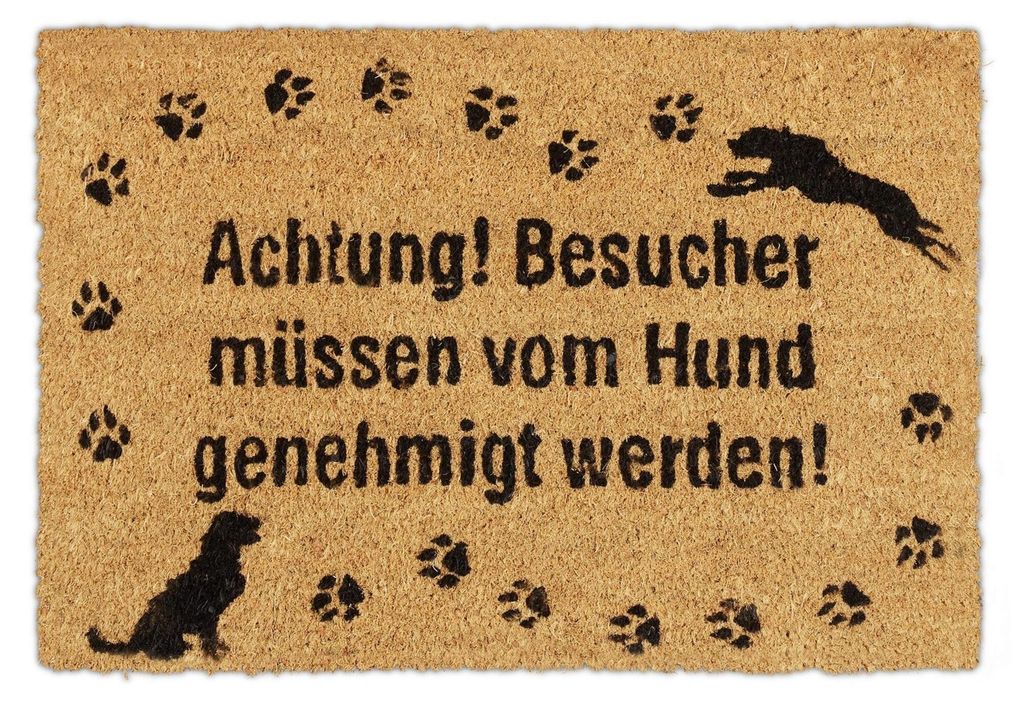 Relaxdays Fußmatte Kokos, Kokosmatte mit Hundemotiv, Produktbild 