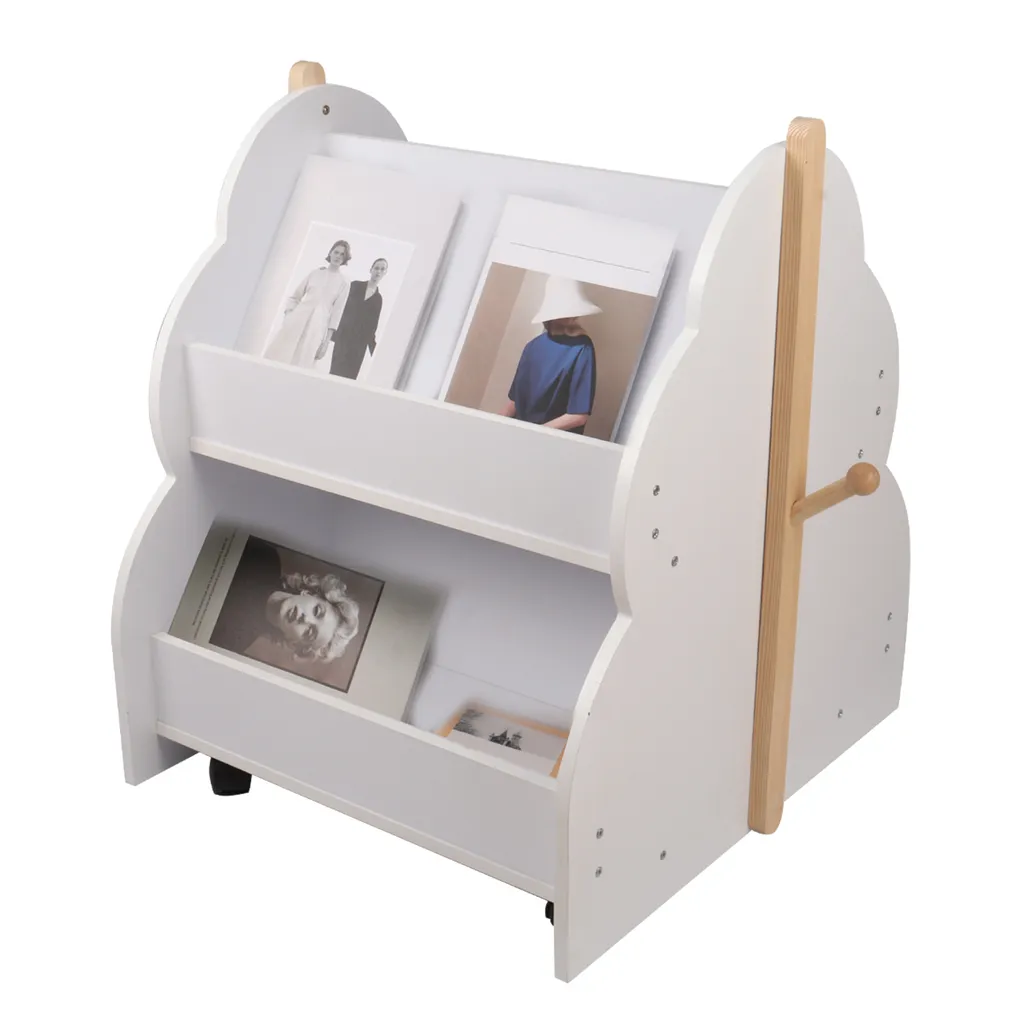 Meuble de rangement livres enfant avec roues pour autonomie Montessori