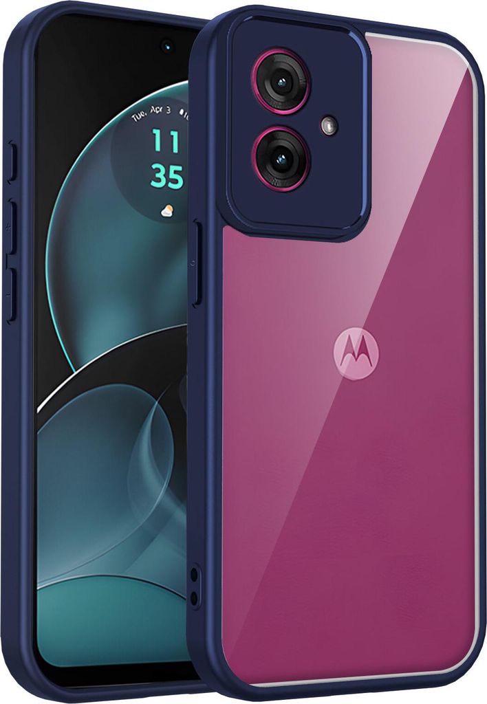Hülle für Motorola Moto G55 Transparente Rückseite TPU Bumper Stoßfest Handyhülle Blau