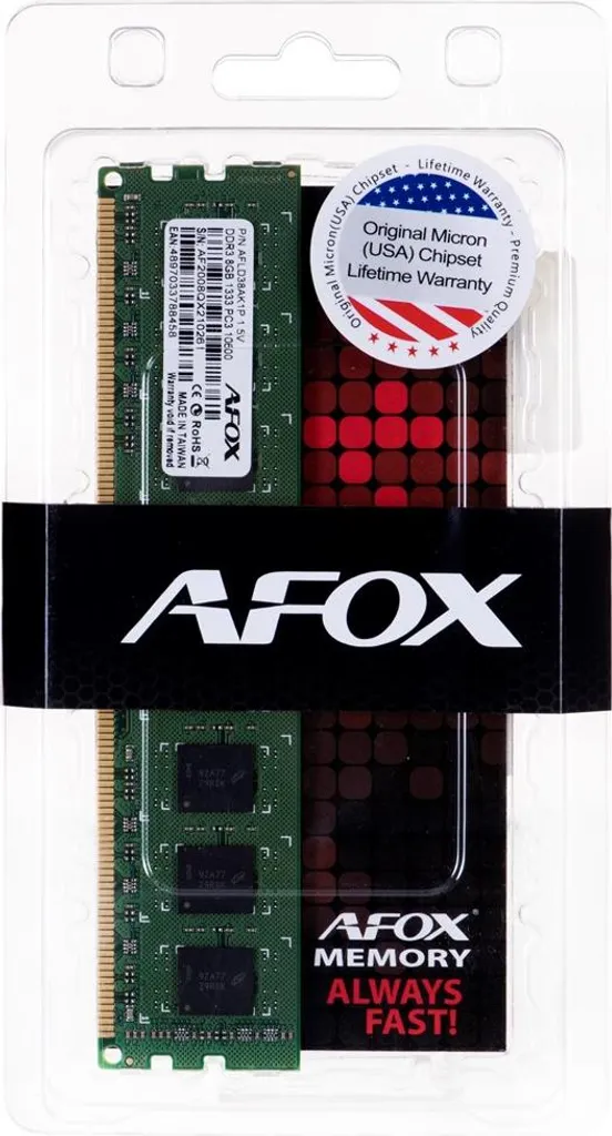 RAM AFOX DDR3 8Go 1866MHz - Module Haute Vitesse pour PC et Multimédia