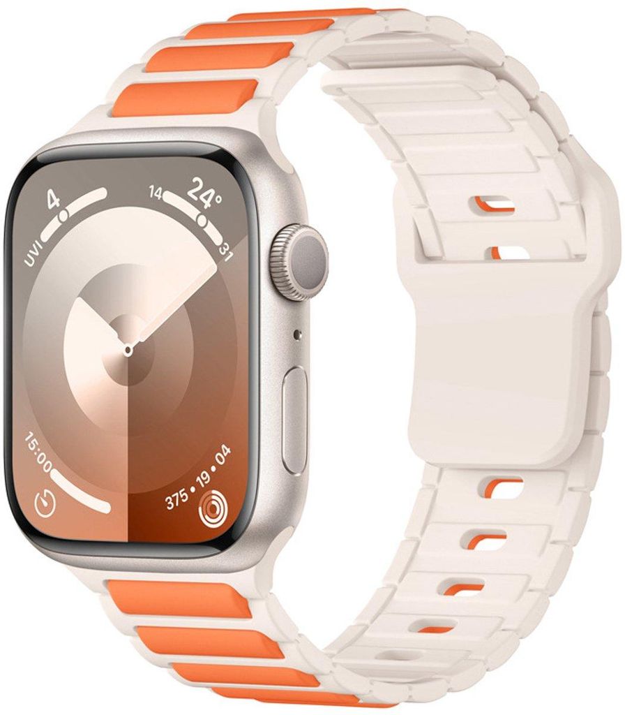 Stravo Silikon-Sportarmband zweifarbig, atmungsaktiv und komfortabel, kompatibel mit Apple Watch 44–49 mm, SE/Serie 1–11,Ultra 1–3, Starlig...