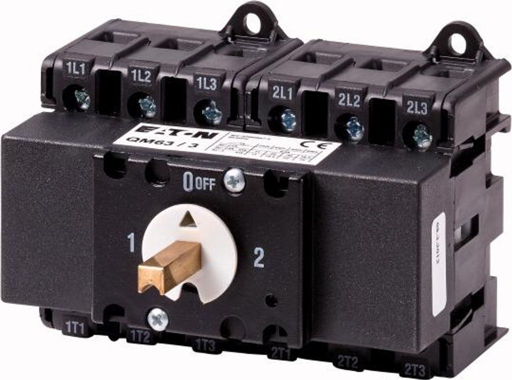 Umschalter, QM, 63 A, 2 x 3-polig, ohne Drehgriff, mit Antriebsachse, 6 mm quadratisch 1319807 EATON