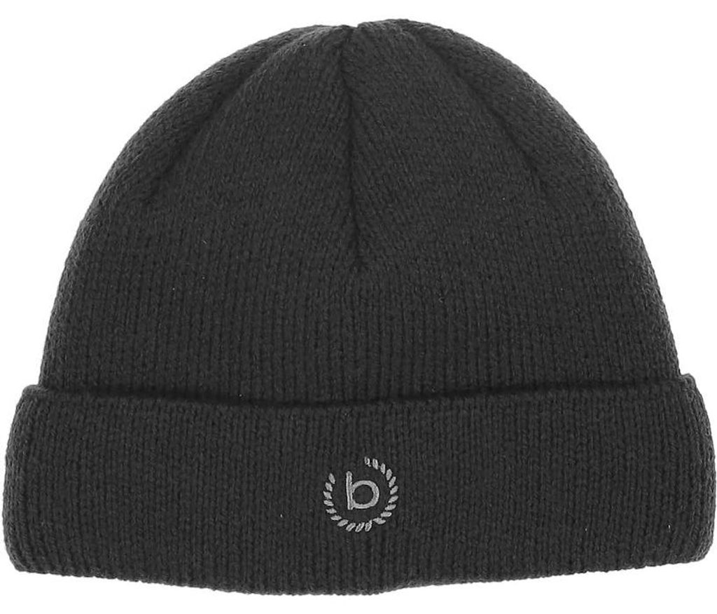 Bugatti Strickmütze mit Umschlag und Logostick in grau