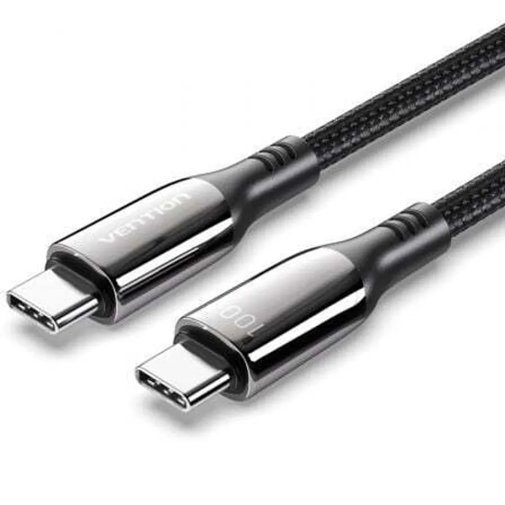 USB 2.0 Tipo-C 5A 100W Vention CTKBAV/ USB Tipo-C Maschio - USB Tipo-C Maschio/ Fino a 100W/ 480Mbps/ 1,2m/ Nero