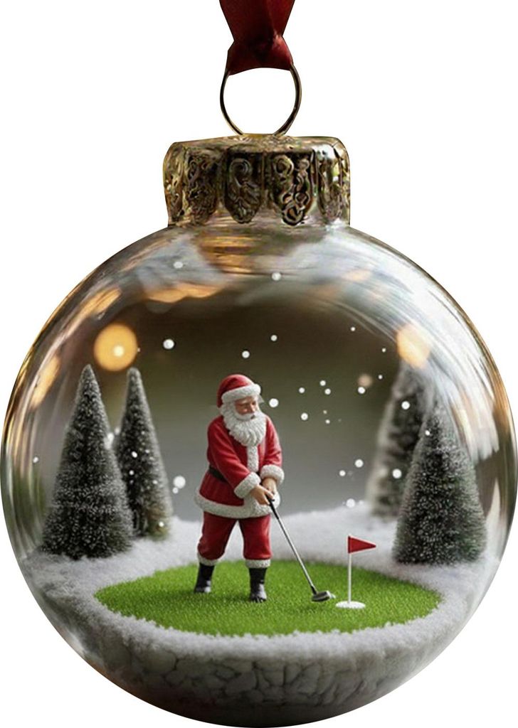 Weihnachtsmann-Hängedekoration, durchsichtiger Ball, der Tennis, Golf, Fußball, Basketball und Badminton spielt, Weihnachtsmann-Weihnachtsbaumsch...