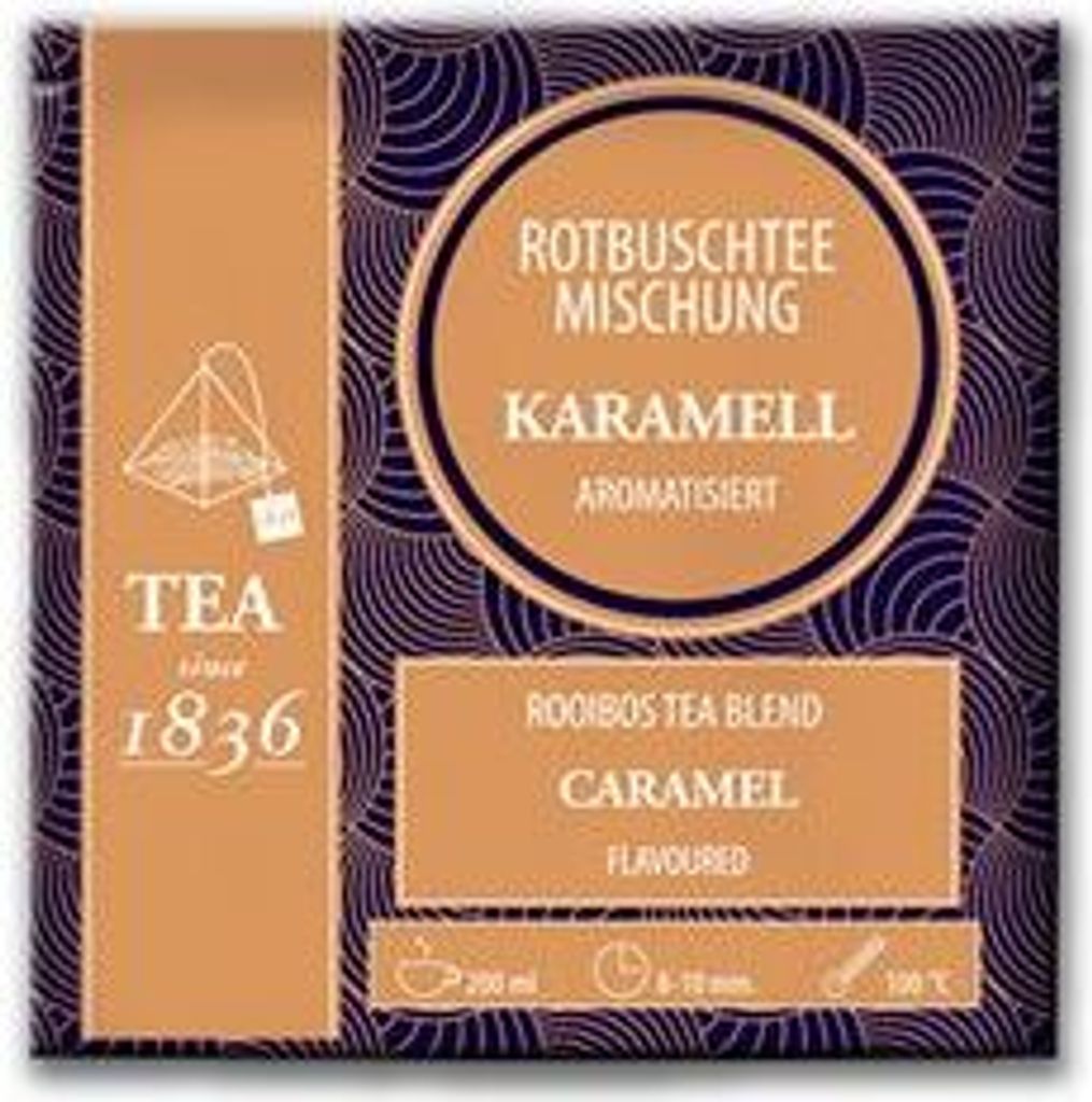 Rotbuschteemischung Karamell aromatisiert 50 Pyramidenbeutel im Sachet à 4 g
