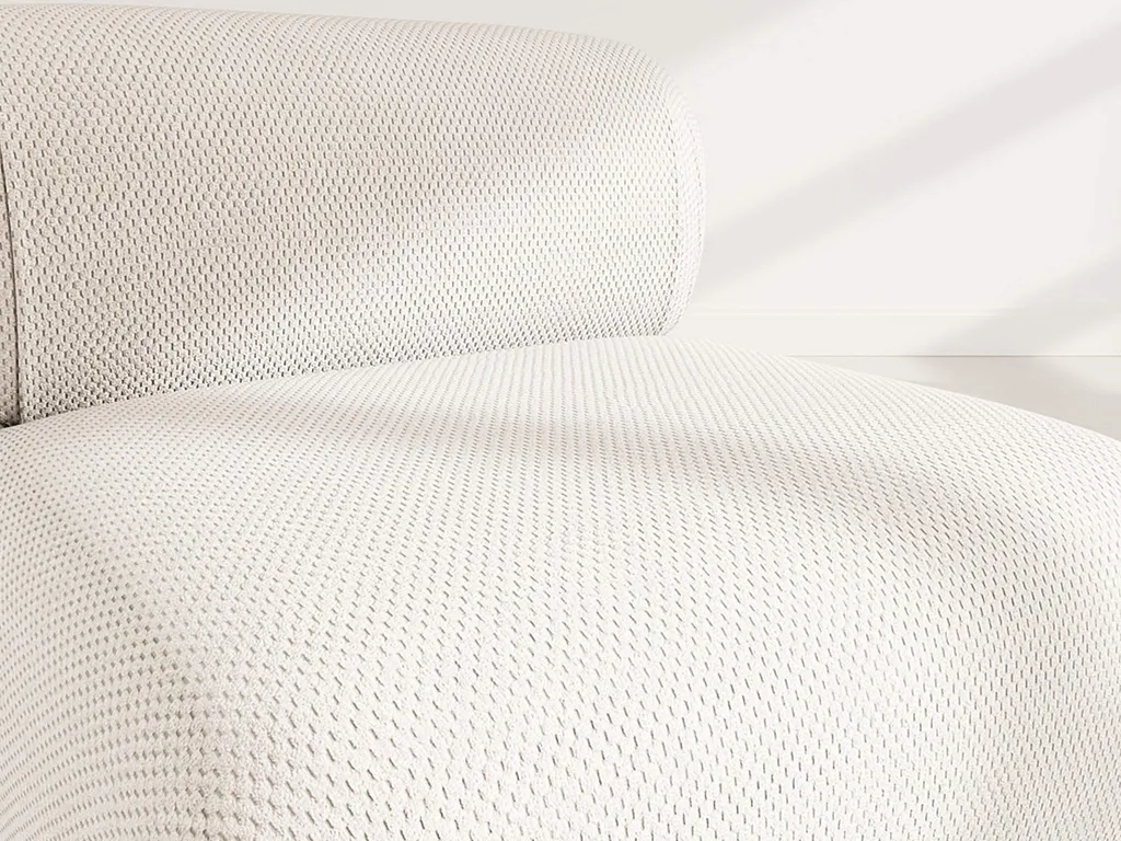 Module assise velours texturé beige Penelope - Confort ferme et doux